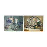 Old pair of still life oil on canvas signed Brittany 1 damaged