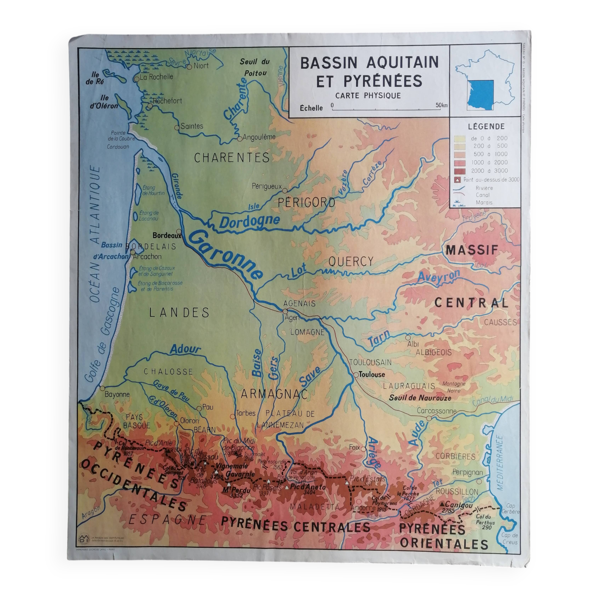 MDI school poster - Pyrenees, Aquitaine basin, Alps and Jura.