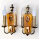 Antique pair of brass bakelite wall lights