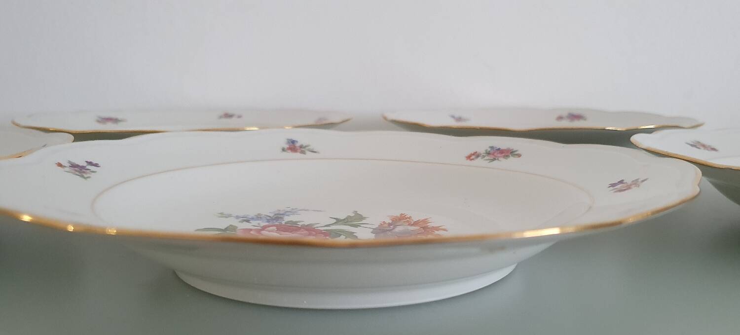 Set of 5 Limoges enameled porcelain plates