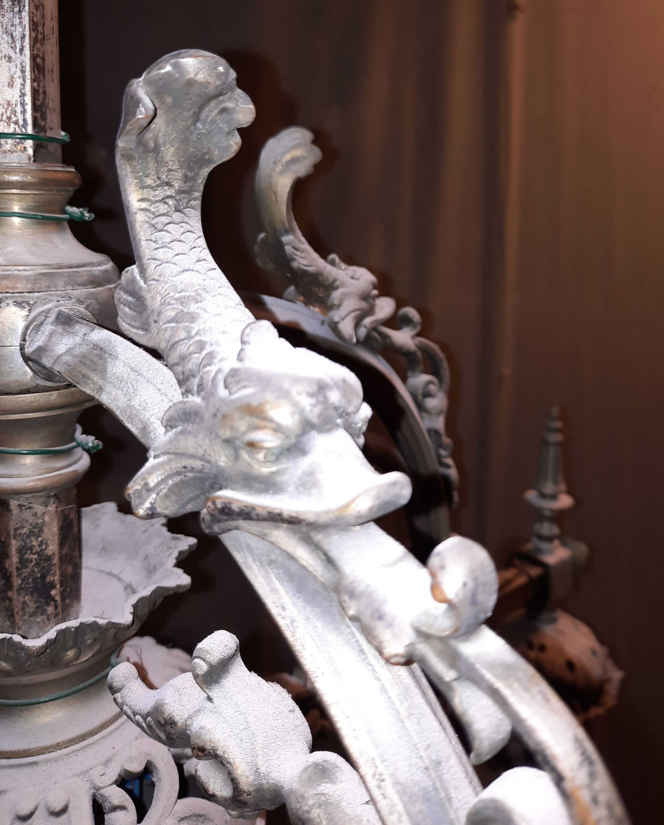 Chandelier 1900 metal and glass