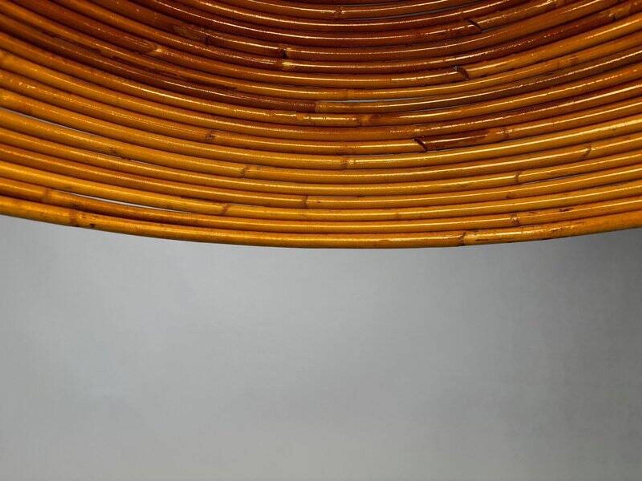 Italian Gilt Brass Rattan Bamboo Wicker Pendant, 1970s