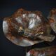 Three-tiered lotus leaf shaped patinated metal bird bath