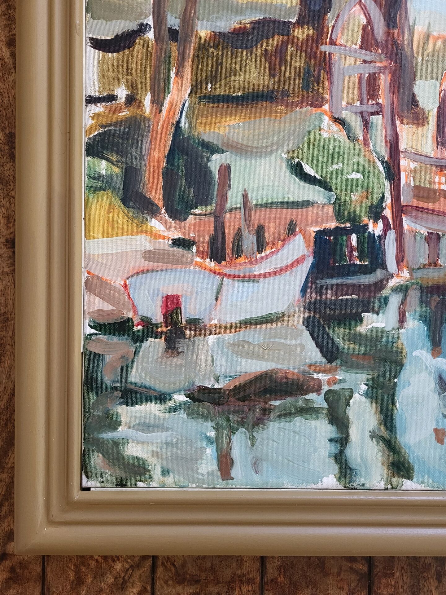 Vintage oil on canvas signed - Framed landscape of Vécétie