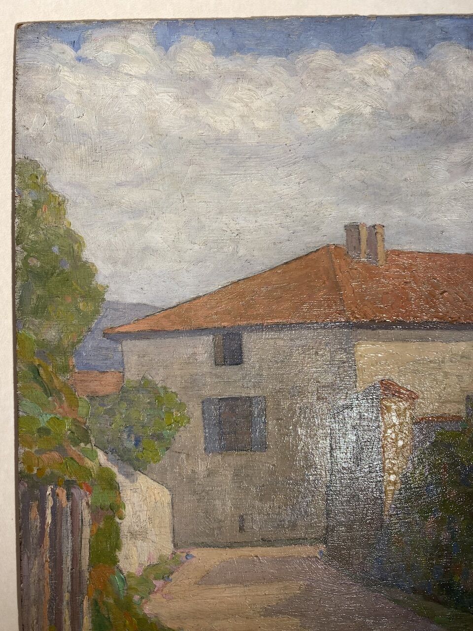 Painting landscape stamp of the artist's studio circa 1940
