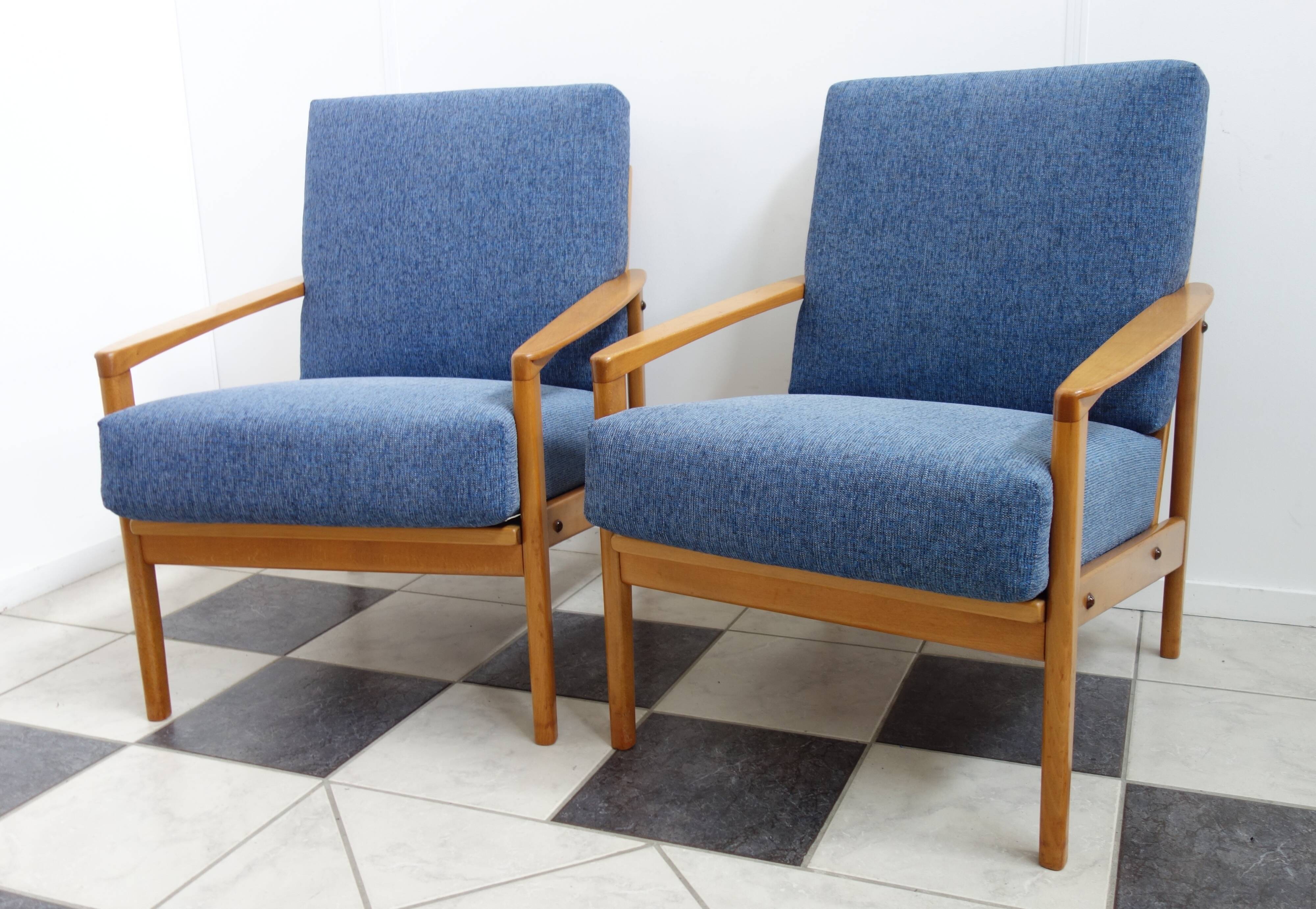 Set of two blue chairs 1960s