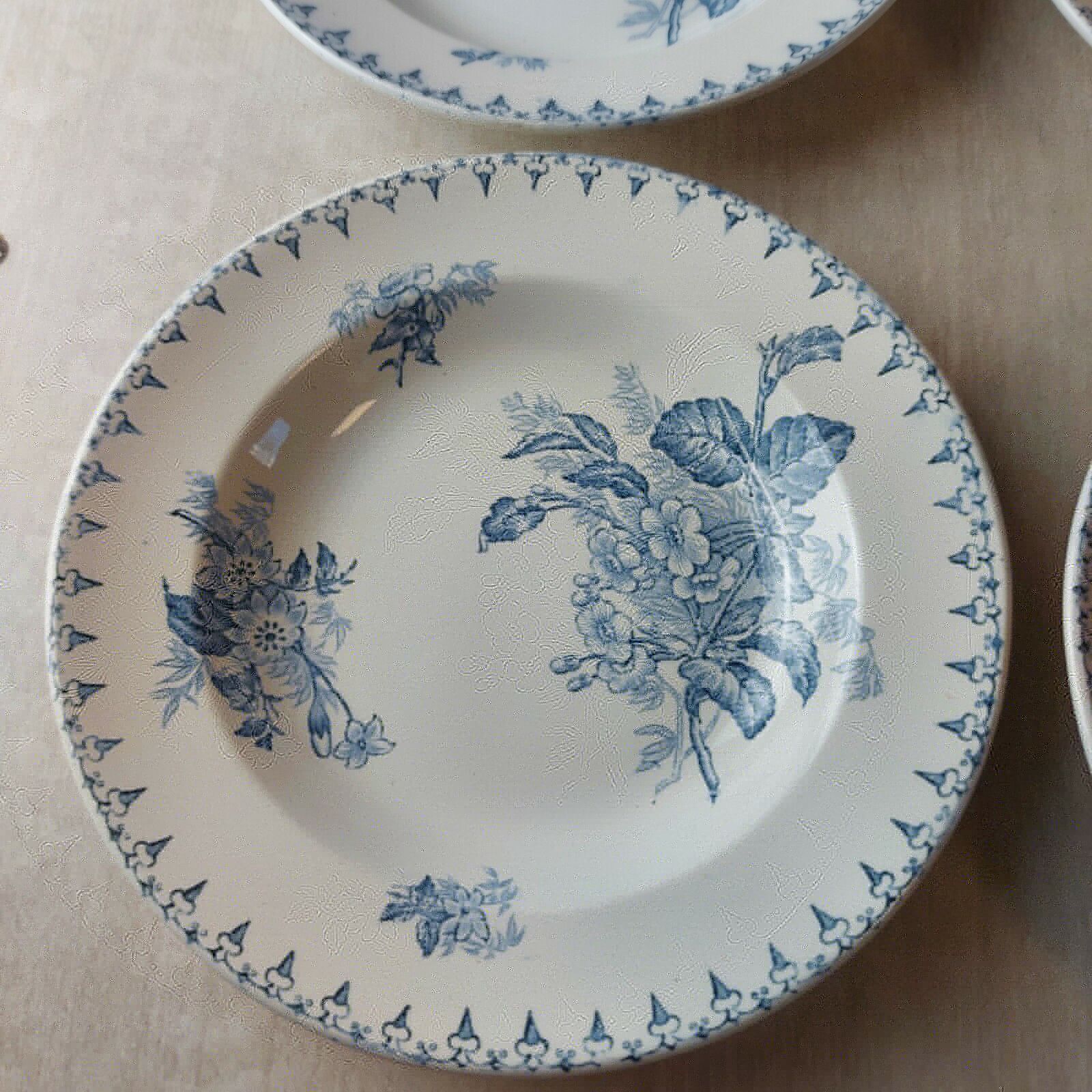 Set of 4 hollow plates, Flore decoration, in Sarreguemines ceramics