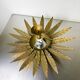 Mid-century modern sunburst light fixture with leaves, French craftsmanship, 1950s