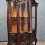 Louis XV style curved bookcase in solid walnut circa 1880-1900
