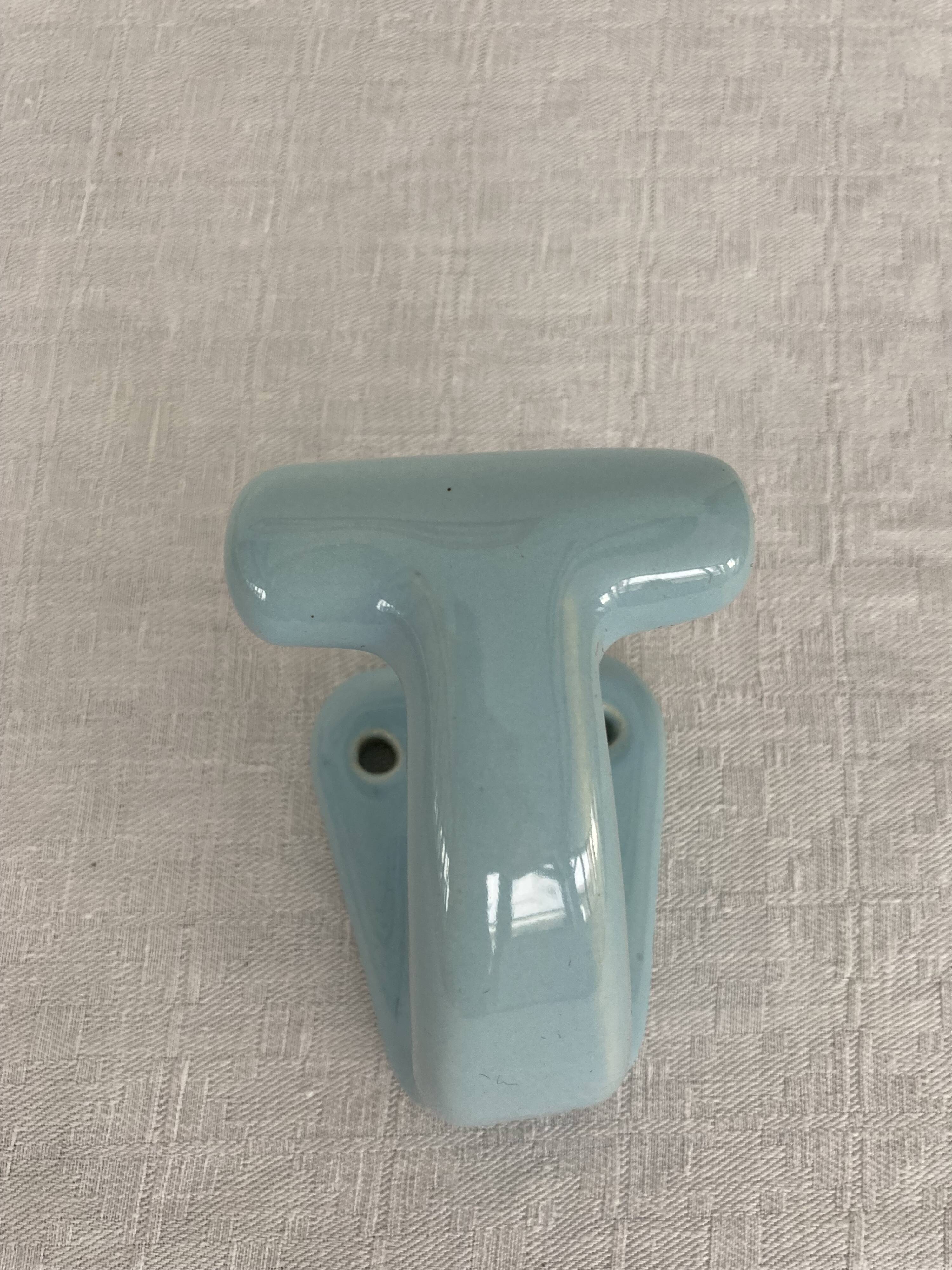 Sky-blue glazed porcelain hook
