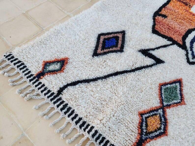 Handwoven terracotta wool rug 150/250cm