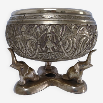 Solid brass bowl with elephant base