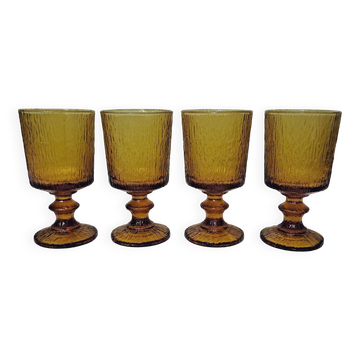 Verres à pied vintage Codec Una ambrés