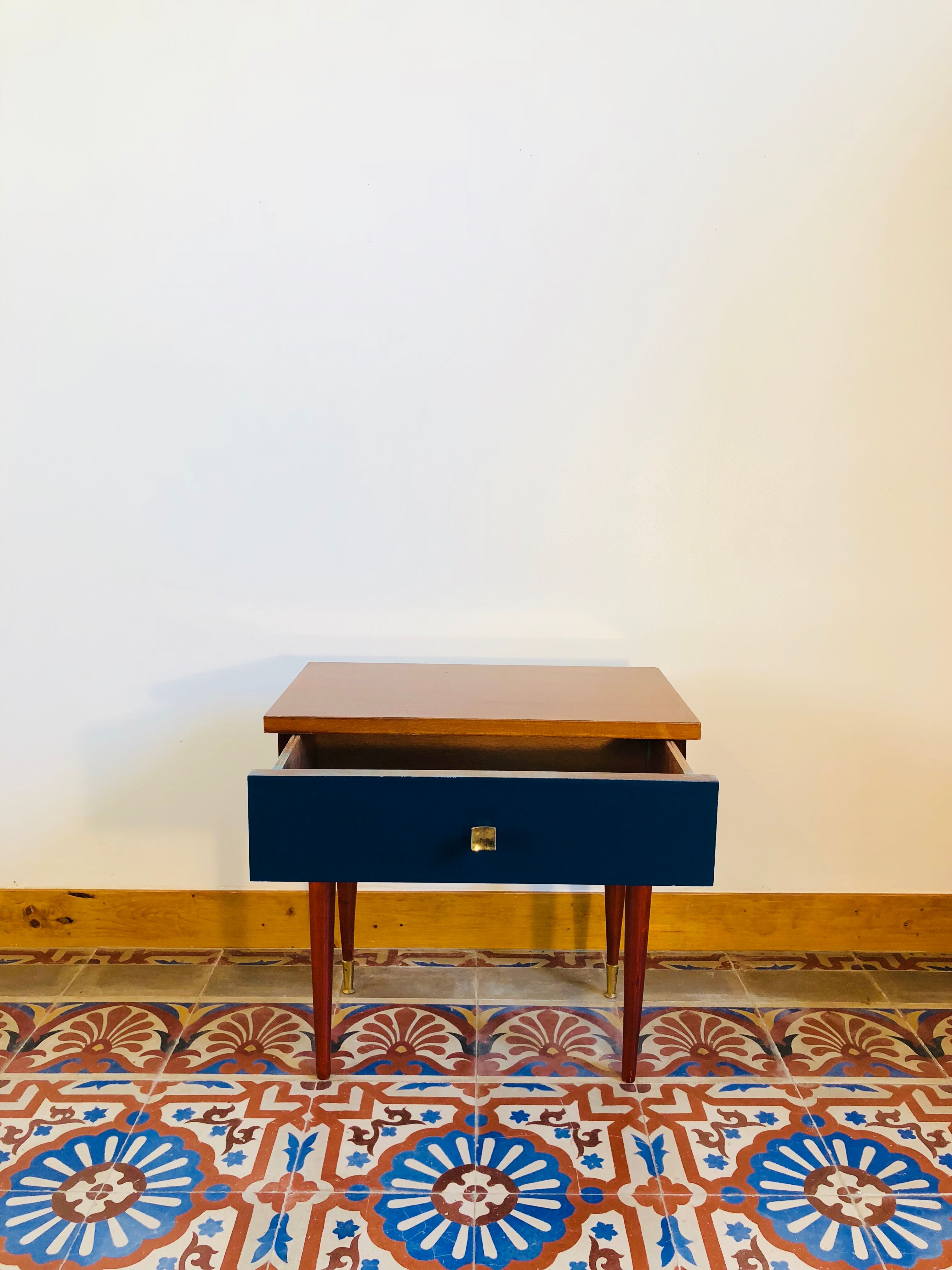 Electric blue bedside table