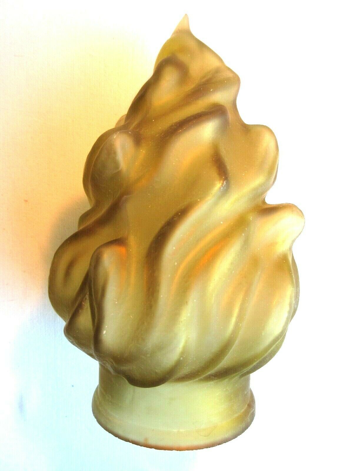 Tulip frosted amber glass, volute flame for lamp, torch H 20 cm and 8 cm