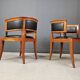 Set of 2 Cherry wood armchairs by Leon Krier Model Sella Media by Giorgetti