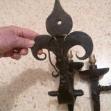 Pair of wrought iron "fleur de lys" torch lights 1 light