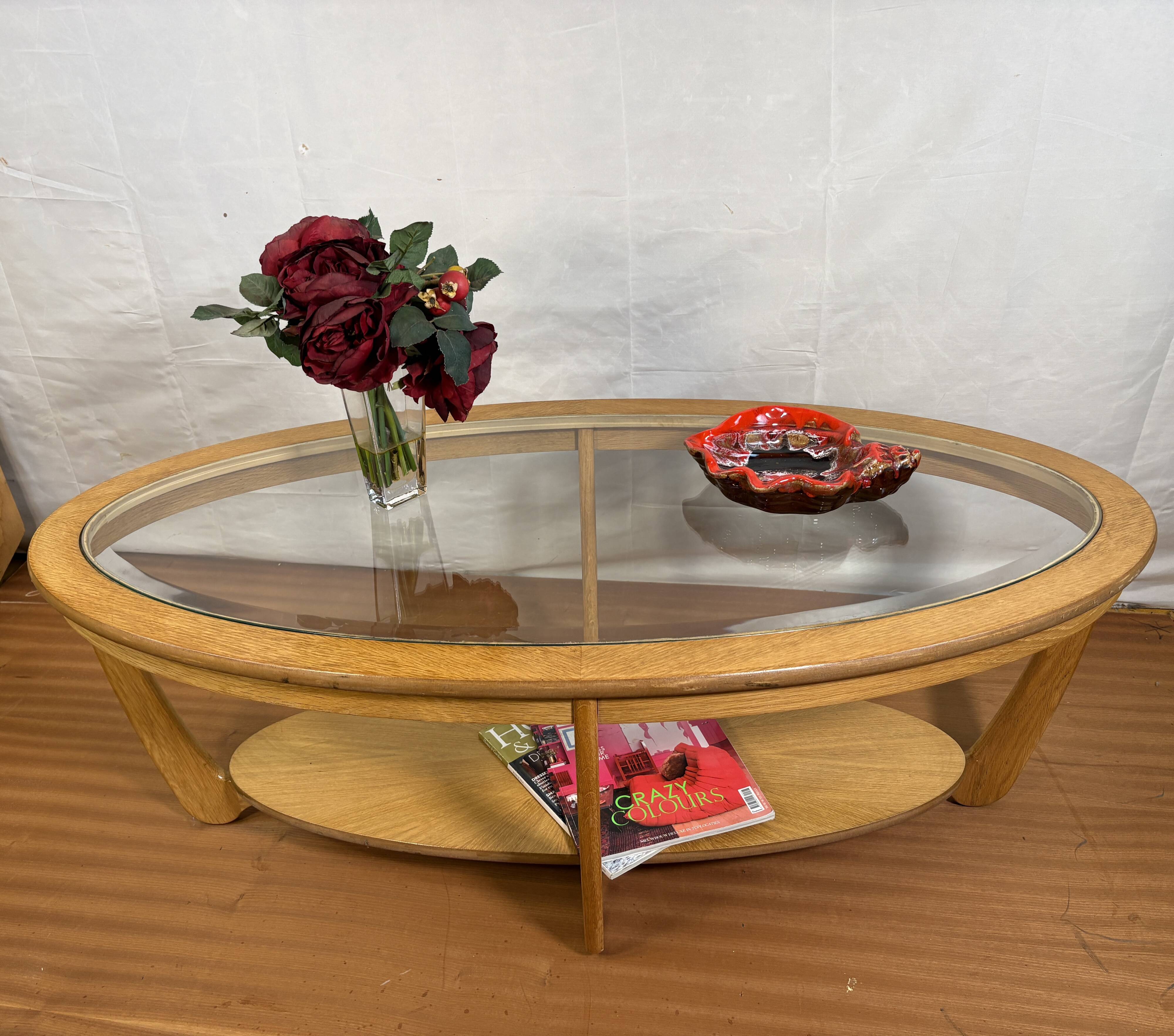 Mid-Century Retro Vintage Oak-Style Coffee Table by Nathan Furniture  Edged