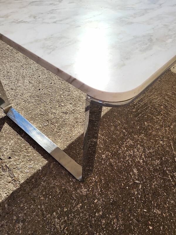 Marble and stainless steel coffee table