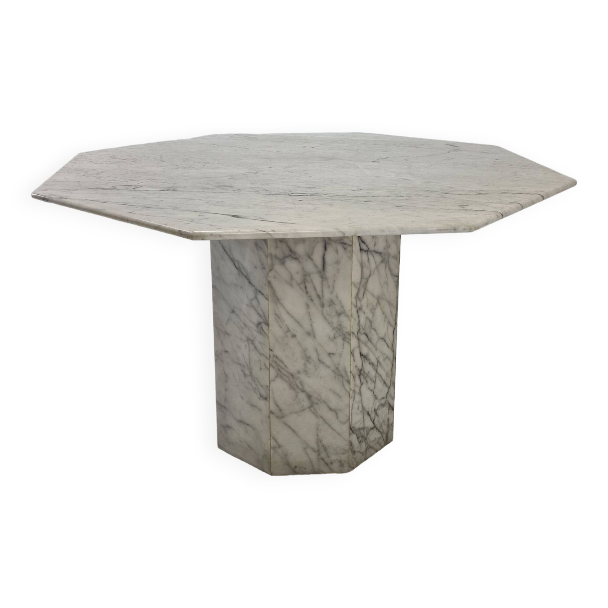 Table de jardin ou de salle à manger octogonale en marbre de carrare, italie, 1960s