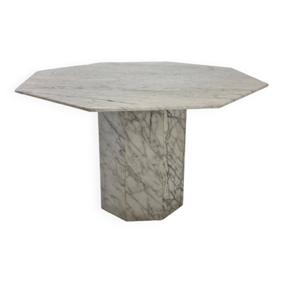 Table de jardin ou de salle à manger octogonale en marbre de carrare, italie, 1960s