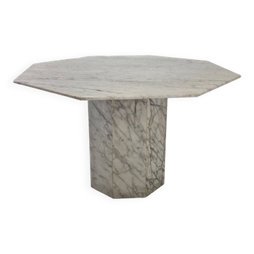 Table de jardin ou de salle à manger octogonale en marbre de carrare, italie, 1960s