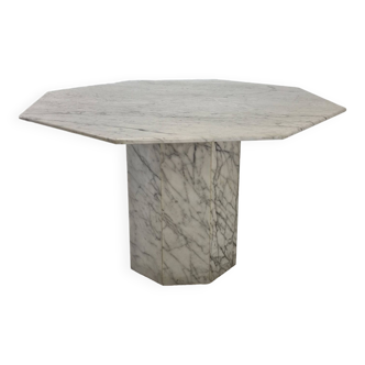 Table de jardin ou de salle à manger octogonale en marbre de carrare, italie, 1960s