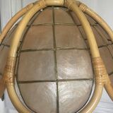 Vintage mother-of-pearl and rattan pendant light