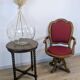 Oak and fabric captain's chair - swivel, antique studded finish