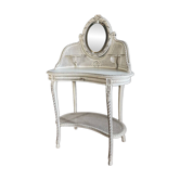 19th-century painted wood and caned dressing table in Louis XVI style.