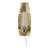 Vintage glass wall sconce from the 1960s in brass, mid-century light.
