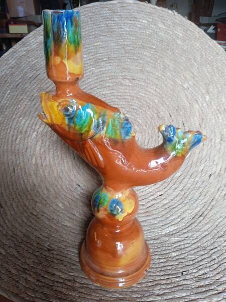 Vintage enamelled ceramic lamp base 1960