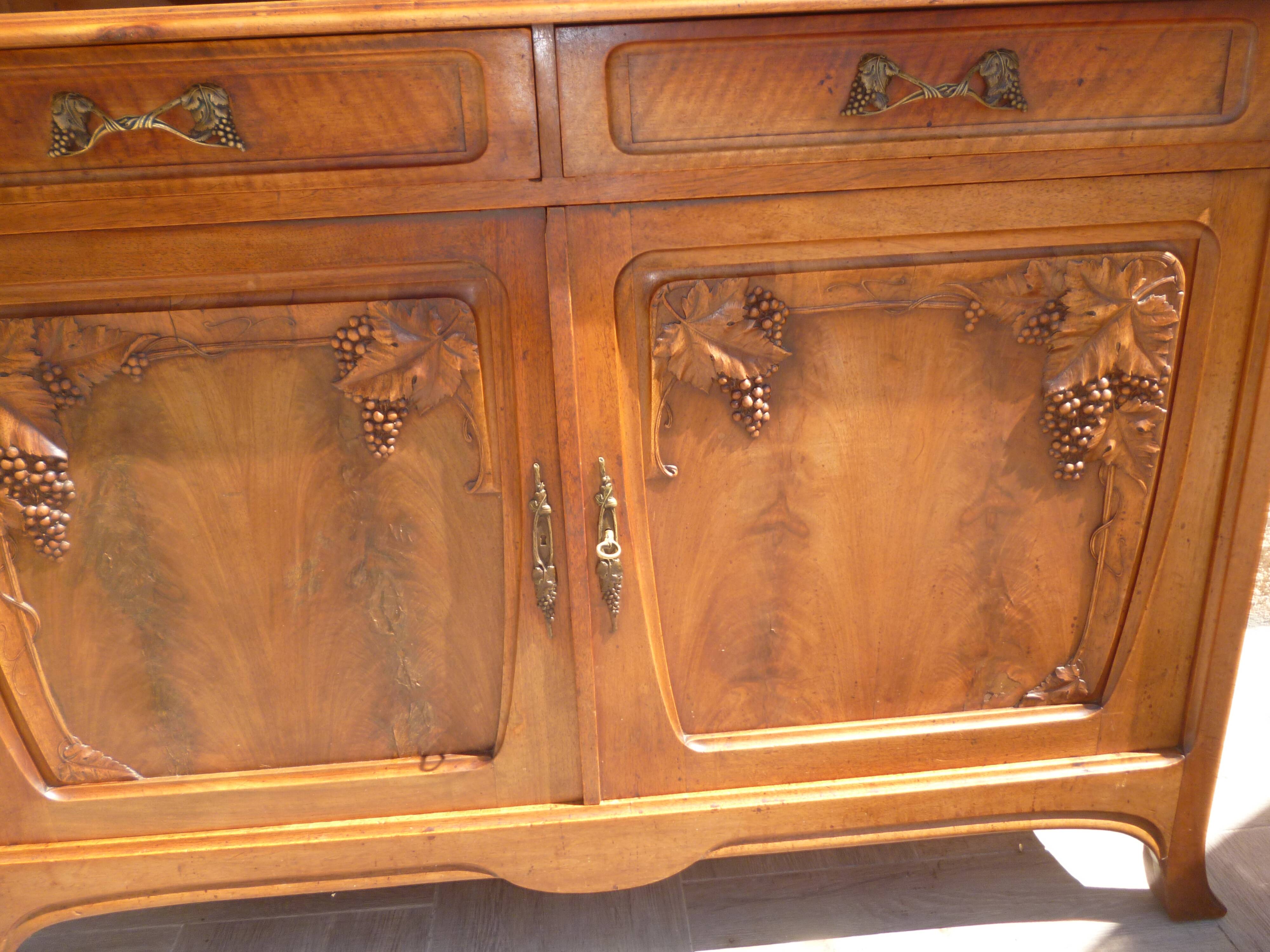 Two-body Art Nouveau 1900 sideboard stamped Georges Ernest Nowak