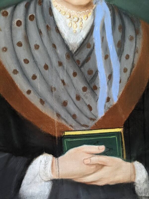 Pastel ancien portrait vintage bretonne décoration campagne