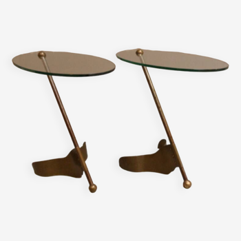 Ensemble vintage de 2 tables d'appoint