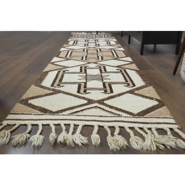 Tapis de couloir vintage turc en laine et coton noué à la main, années 1970