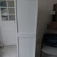 Vintage Parisian wardrobe, 1 door, pearl grey waxed finish.
