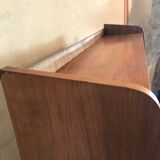1960's vintage bookcase blond walnut and compass feet