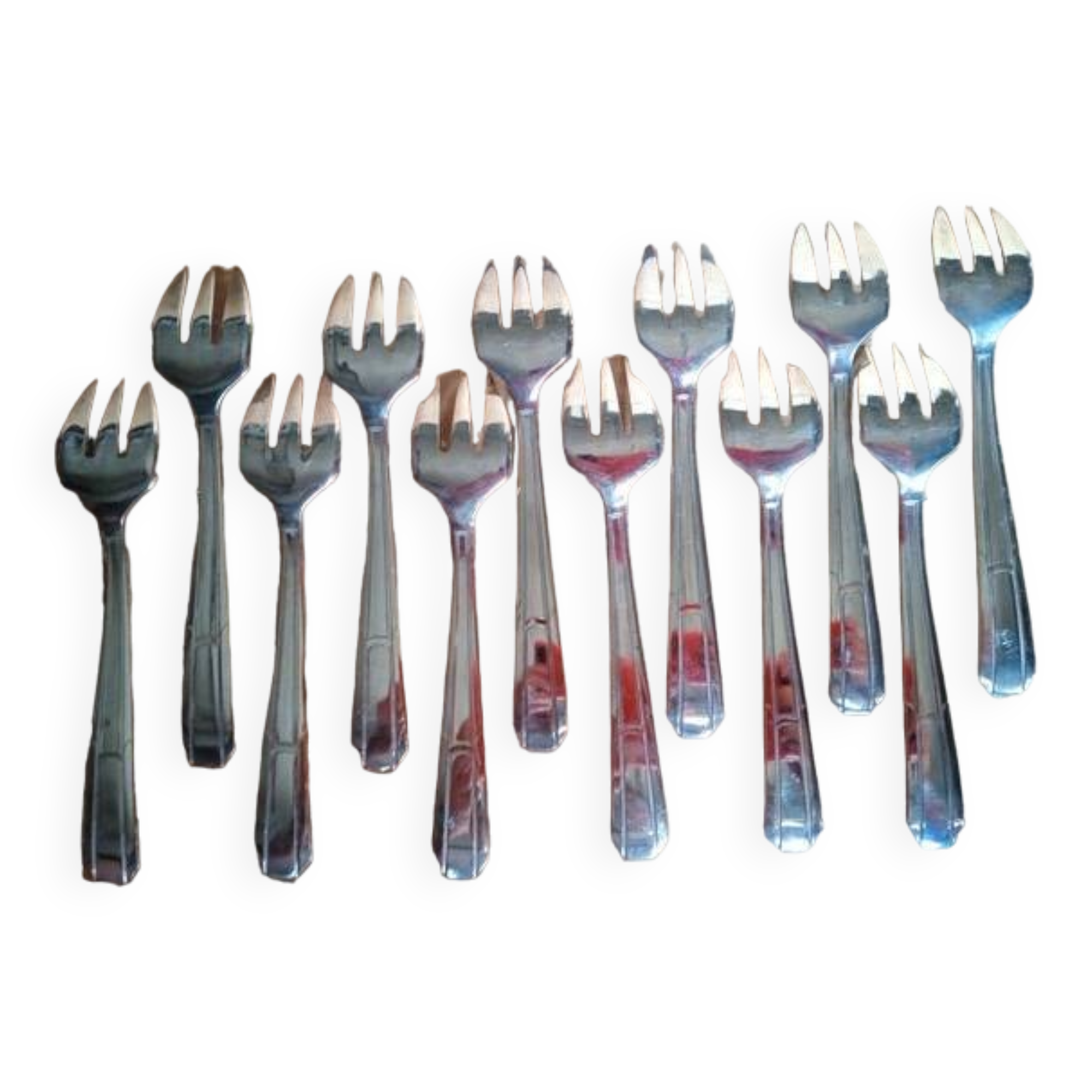 Fronnet 12 Silver-plated art deco oyster forks