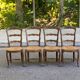 Set of 4 Vintage BAUMANN Chairs in Solid Wood with Rush Seating, Louis XV Style
