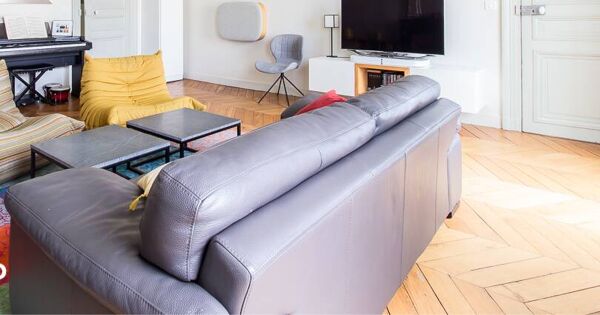 Canapé en cuir roche bobois 220 cm 3 places très bon état, gris anthracite