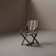 Foldable chair in solid wood and striped fabric, circa 1900.