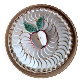 Plat à tarte en barbotine - Motifs pommes