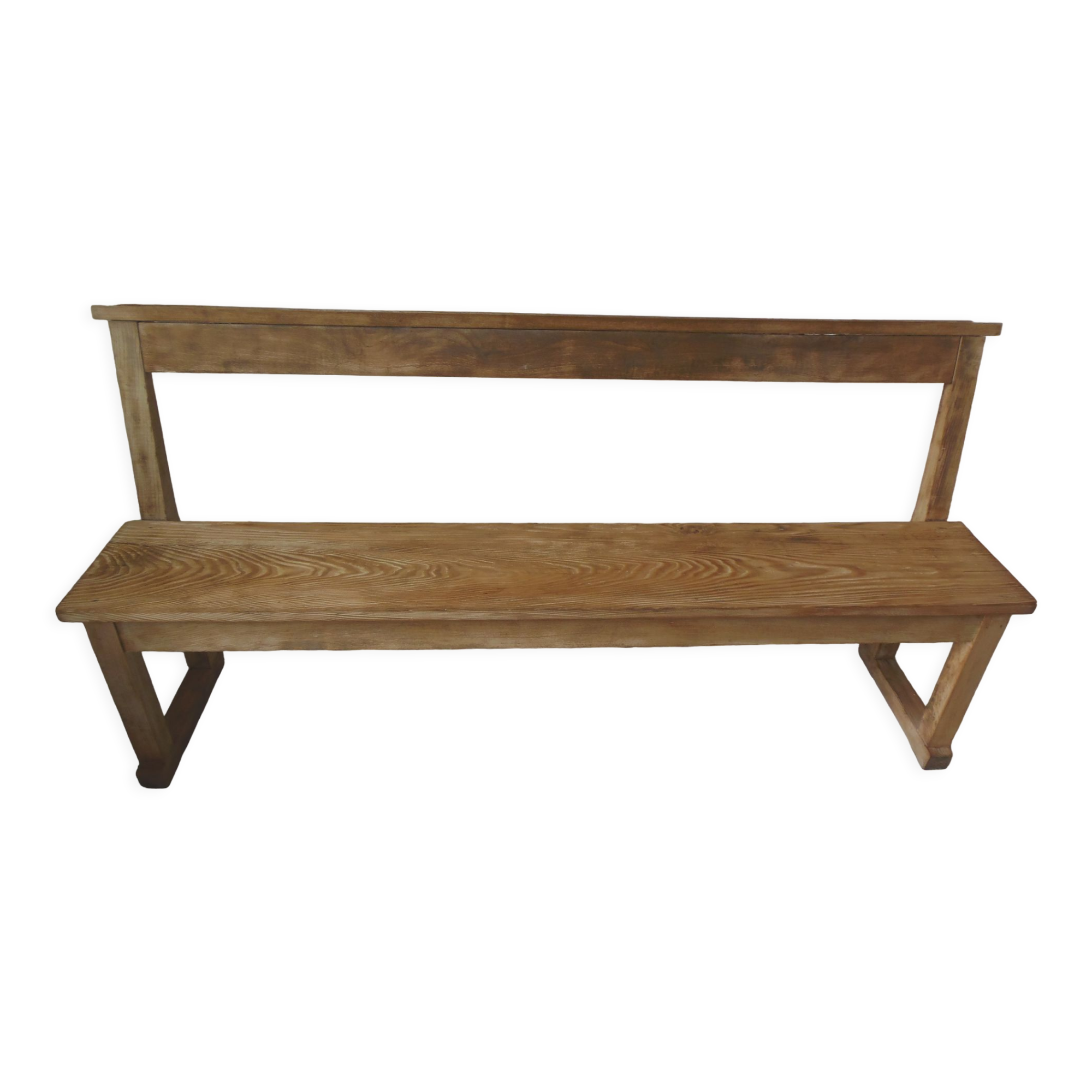 Church pew, pitchpin bed with a light oak waxed finish.