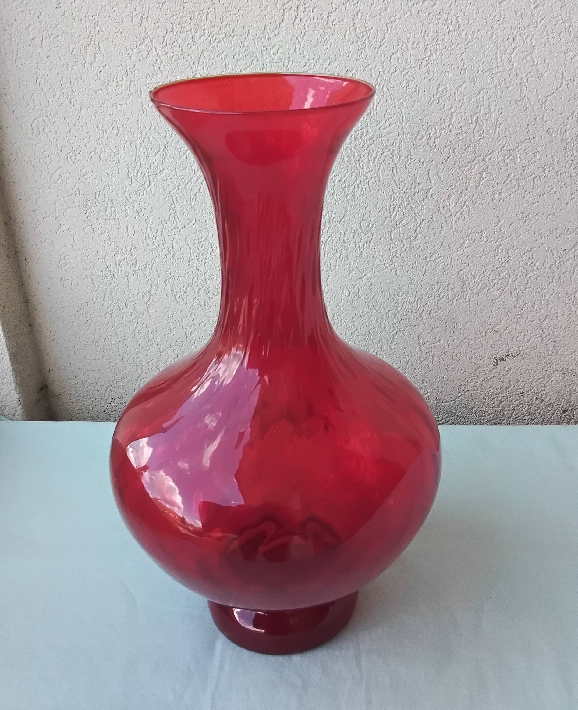 Red glass vase