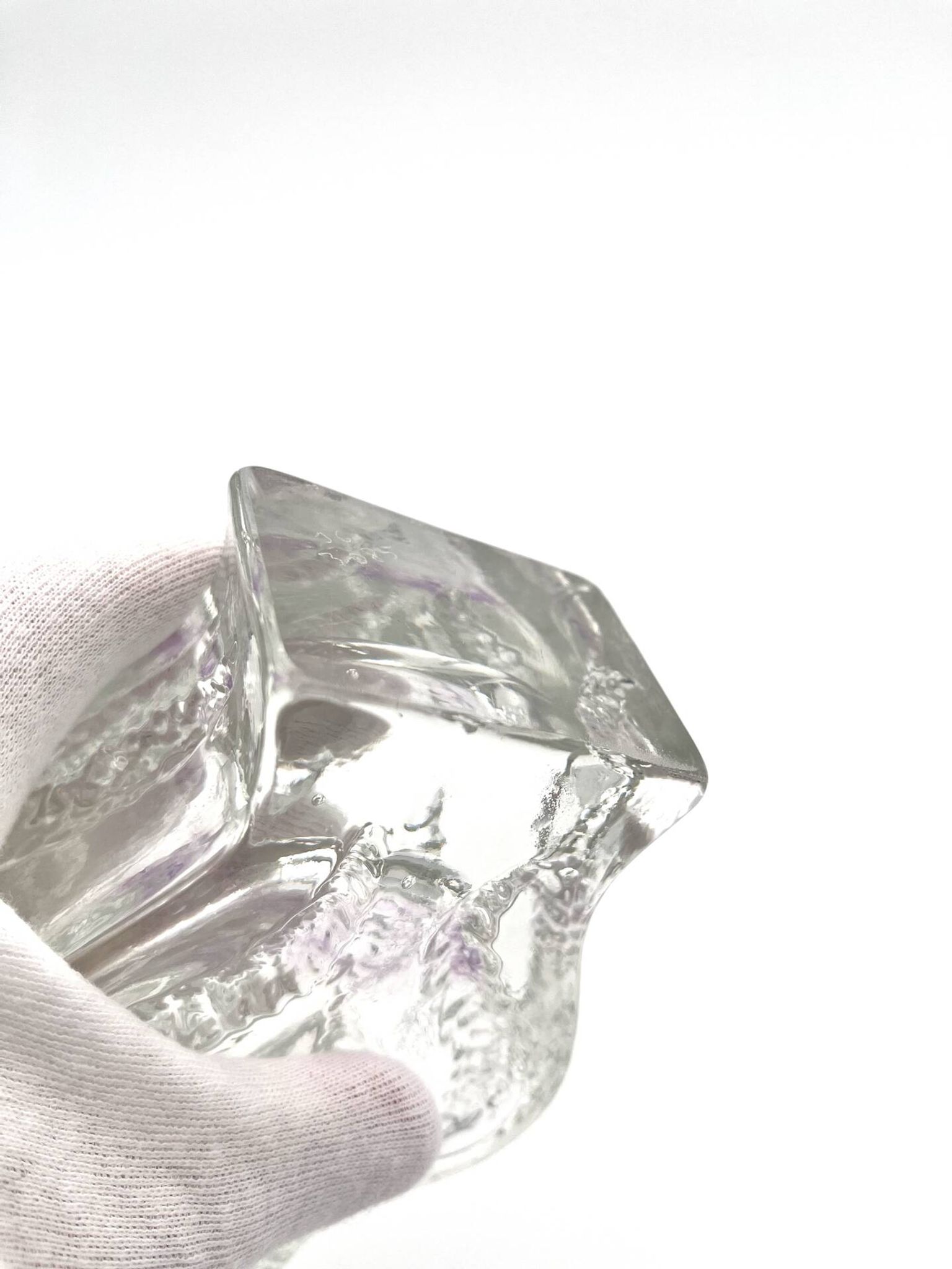 Brutalist Vase Ingrid Glashütte 3085 Transparent Glass 70s
