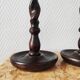 Old pair of English turned wood candlesticks
