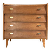 Commode vintage en chêne 4 tiroirs