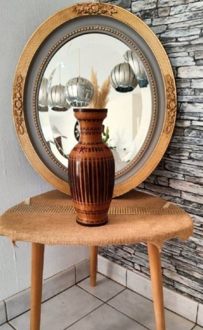 Vintage woven wicker vase 1970