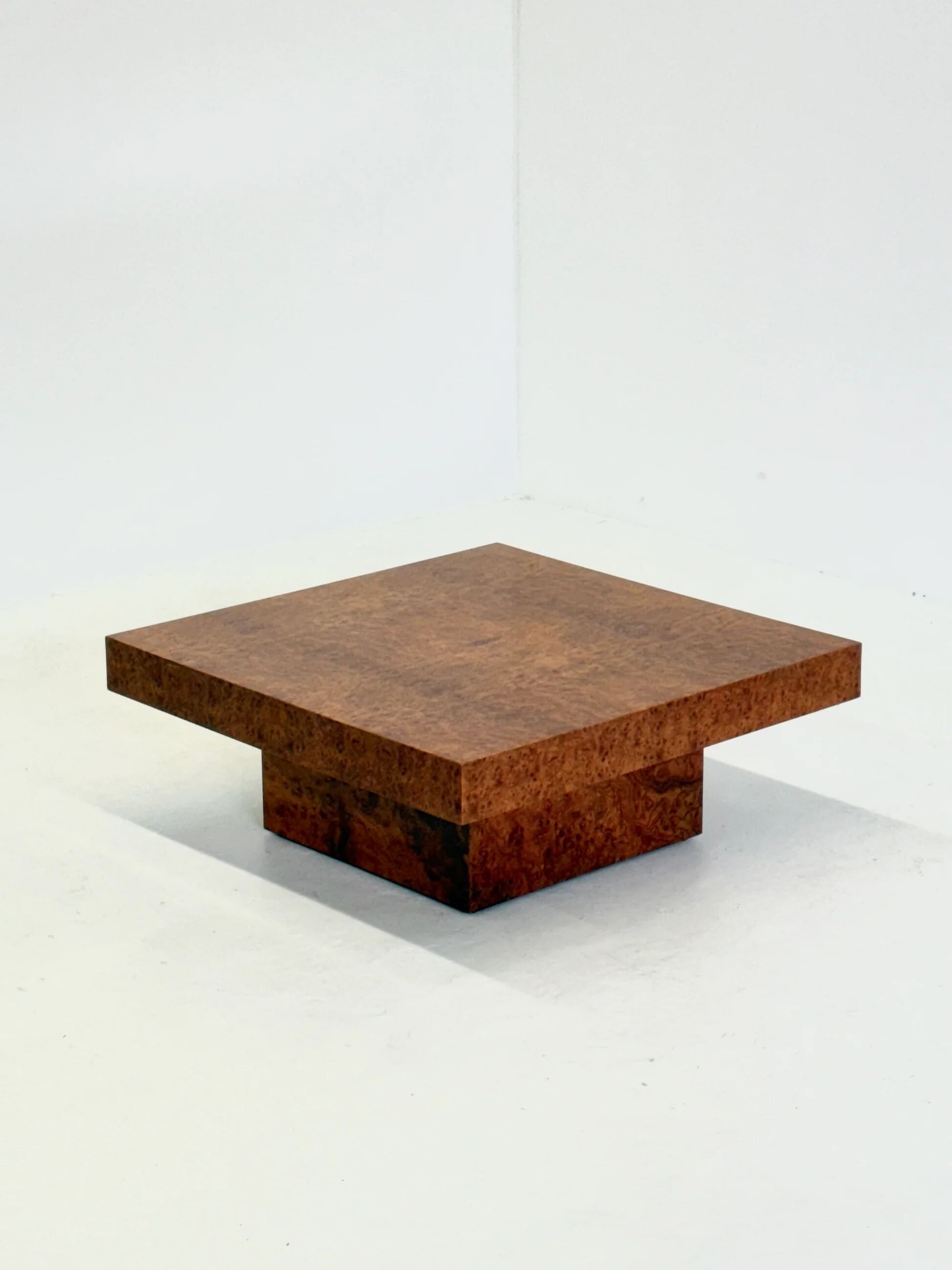 Square coffee table by Fratelli Turri with burl wood